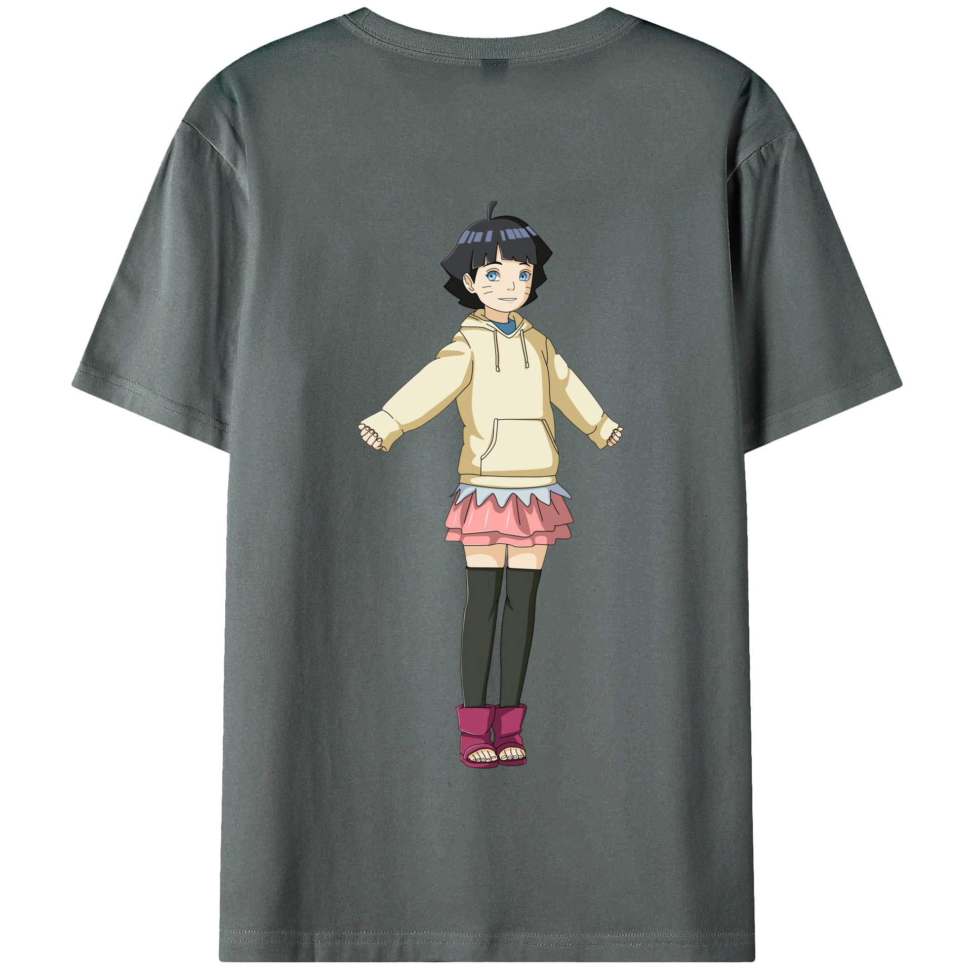 （画像用） NARUTO -ナルト- うずまき ヒマワリ Uzumaki Himawari 綿100％半袖Tシャツ（背面プリント）